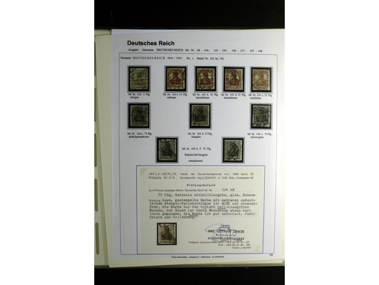 1900/1922, umfangreiche, gestempelte Sammlung "Germania" inkl. den Ausgaben aus der Infla-Zeit mit vielen besseren Marken, Fa