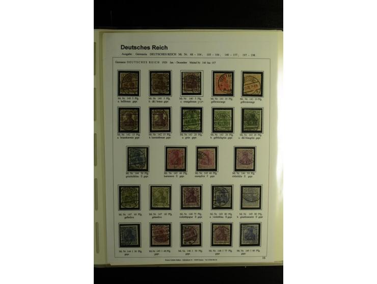 1900/1922, umfangreiche, gestempelte Sammlung "Germania" inkl. den Ausgaben aus der Infla-Zeit mit vielen besseren Marken, Fa