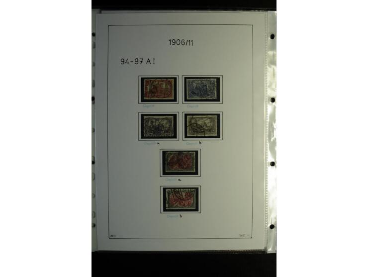 1900/19, Germania, gestempelte Sammlung mit u.a. Mi.-Nr. 66I (Fotoattest Jäschke BPP), 66II-IV, 72c (Fotoattest Jäschke-L. BP