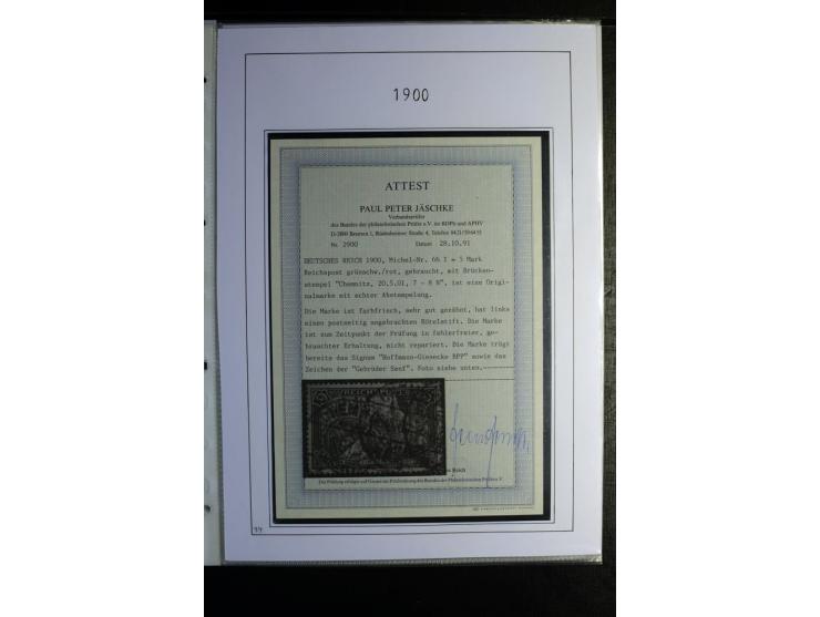 1900/19, Germania, gestempelte Sammlung mit u.a. Mi.-Nr. 66I (Fotoattest Jäschke BPP), 66II-IV, 72c (Fotoattest Jäschke-L. BP