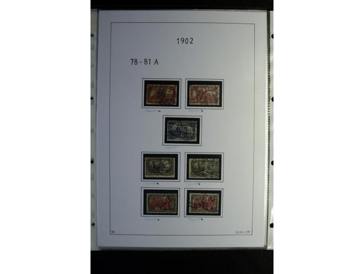 1900/19, Germania, gestempelte Sammlung mit u.a. Mi.-Nr. 66I (Fotoattest Jäschke BPP), 66II-IV, 72c (Fotoattest Jäschke-L. BP