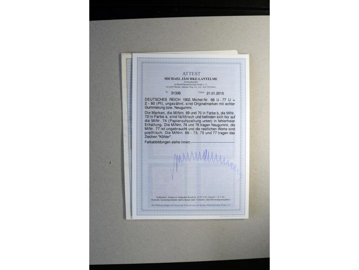 1900/19, Germania, postfrische und ungebrauchte kleine Sammlung mit diversen besseren Werten, dabei Mi.-Nr. 63b, 66II, 68-77U
