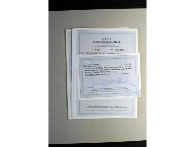 1900/19, Germania, postfrische und ungebrauchte kleine Sammlung mit diversen besseren Werten, dabei Mi.-Nr. 63b, 66II, 68-77U