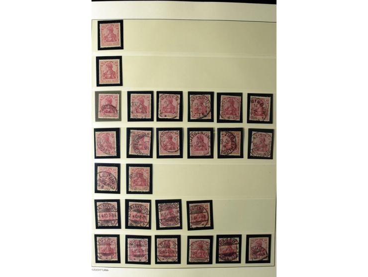 1902/16, Germania Spezialsammlung, postfrisch, ungebraucht und überwiegend gestempelt mit zusätzlich Briefstücken und Briefen