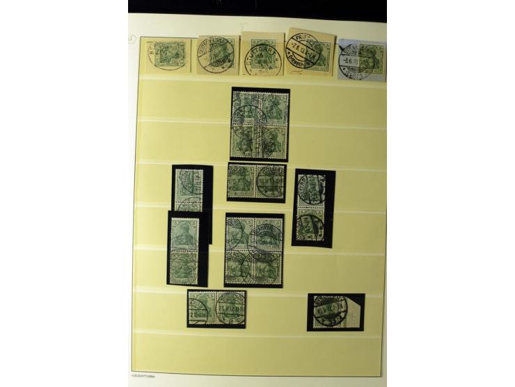 1902/16, Germania Spezialsammlung, postfrisch, ungebraucht und überwiegend gestempelt mit zusätzlich Briefstücken und Briefen