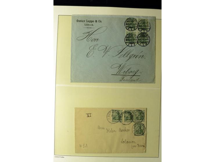 1902/16, Germania Spezialsammlung, postfrisch, ungebraucht und überwiegend gestempelt mit zusätzlich Briefstücken und Briefen