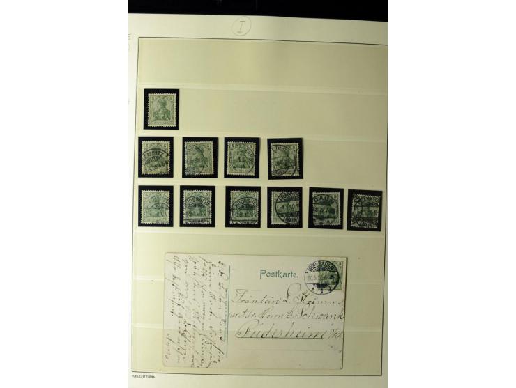 1902/16, Germania Spezialsammlung, postfrisch, ungebraucht und überwiegend gestempelt mit zusätzlich Briefstücken und Briefen
