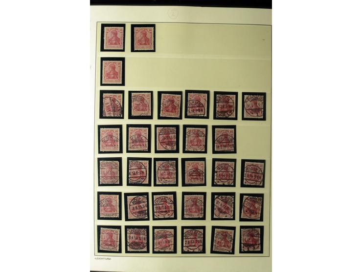 1902/16, Germania Spezialsammlung, postfrisch, ungebraucht und überwiegend gestempelt mit zusätzlich Briefstücken und Briefen