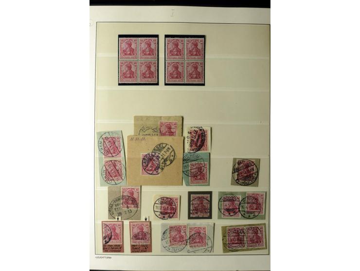 1902/16, Germania Spezialsammlung, postfrisch, ungebraucht und überwiegend gestempelt mit zusätzlich Briefstücken und Briefen