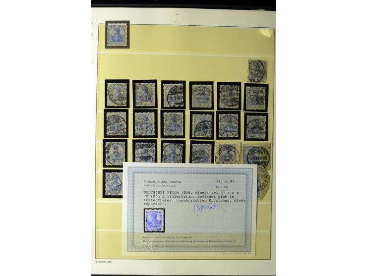 1902/16, Germania Spezialsammlung, postfrisch, ungebraucht und überwiegend gestempelt mit zusätzlich Briefstücken und Briefen