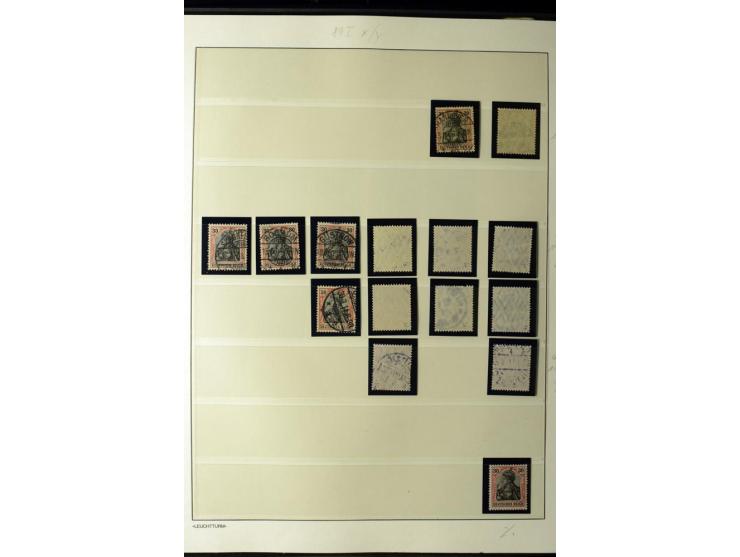 1902/16, Germania Spezialsammlung, postfrisch, ungebraucht und überwiegend gestempelt mit zusätzlich Briefstücken und Briefen
