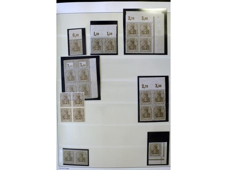 1902/16, Germania Spezialsammlung, postfrisch, ungebraucht und überwiegend gestempelt mit zusätzlich Briefstücken und Briefen