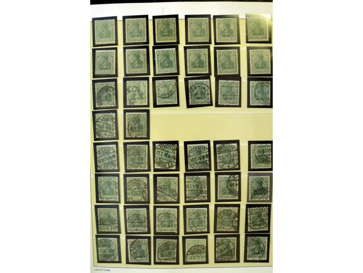1902/16, Germania Spezialsammlung, postfrisch, ungebraucht und überwiegend gestempelt mit zusätzlich Briefstücken und Briefen