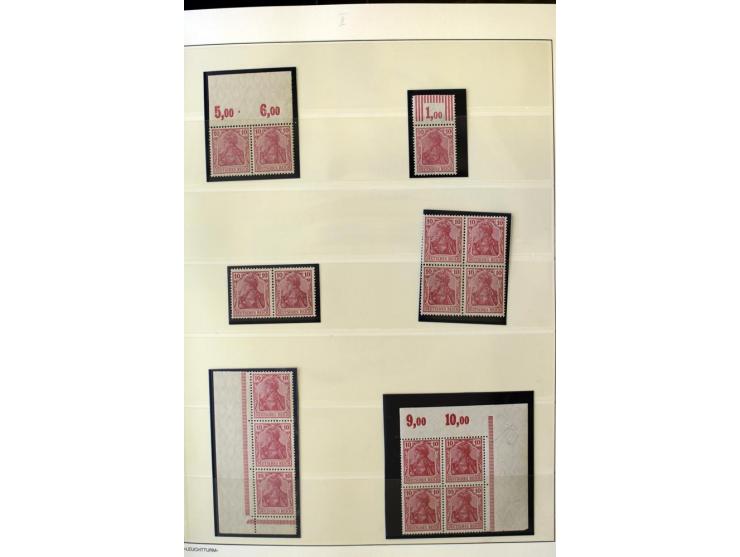 1902/16, Germania Spezialsammlung, postfrisch, ungebraucht und überwiegend gestempelt mit zusätzlich Briefstücken und Briefen