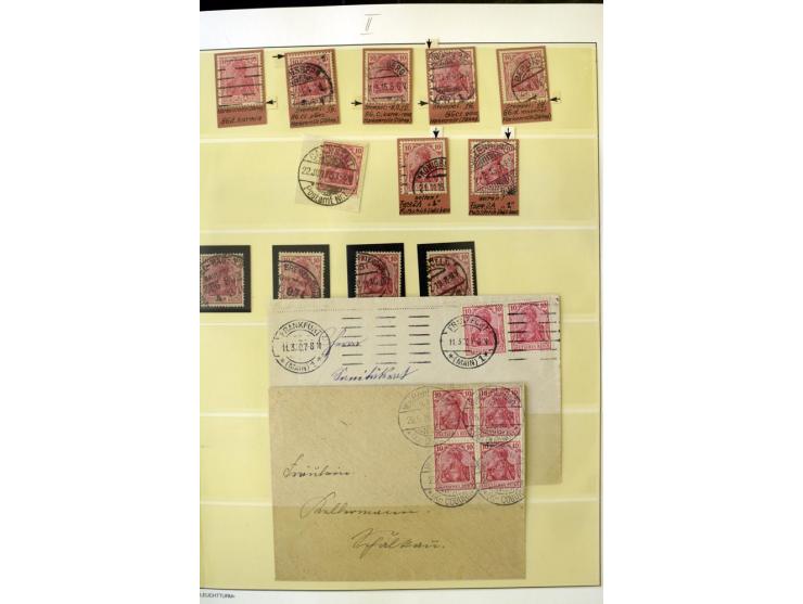 1902/16, Germania Spezialsammlung, postfrisch, ungebraucht und überwiegend gestempelt mit zusätzlich Briefstücken und Briefen