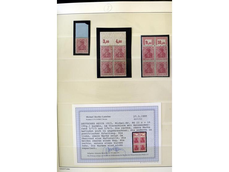1902/16, Germania Spezialsammlung, postfrisch, ungebraucht und überwiegend gestempelt mit zusätzlich Briefstücken und Briefen