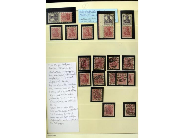 1902/16, Germania Spezialsammlung, postfrisch, ungebraucht und überwiegend gestempelt mit zusätzlich Briefstücken und Briefen