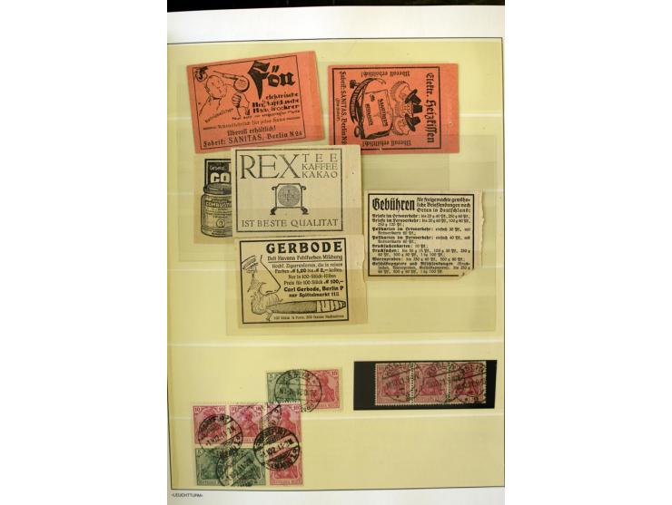 1902/16, Germania Spezialsammlung, postfrisch, ungebraucht und überwiegend gestempelt mit zusätzlich Briefstücken und Briefen