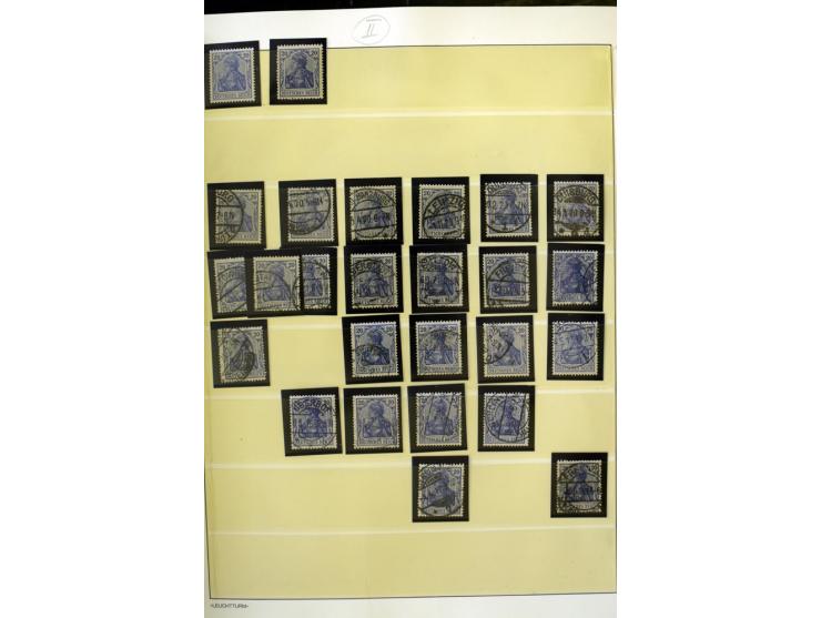 1902/16, Germania Spezialsammlung, postfrisch, ungebraucht und überwiegend gestempelt mit zusätzlich Briefstücken und Briefen