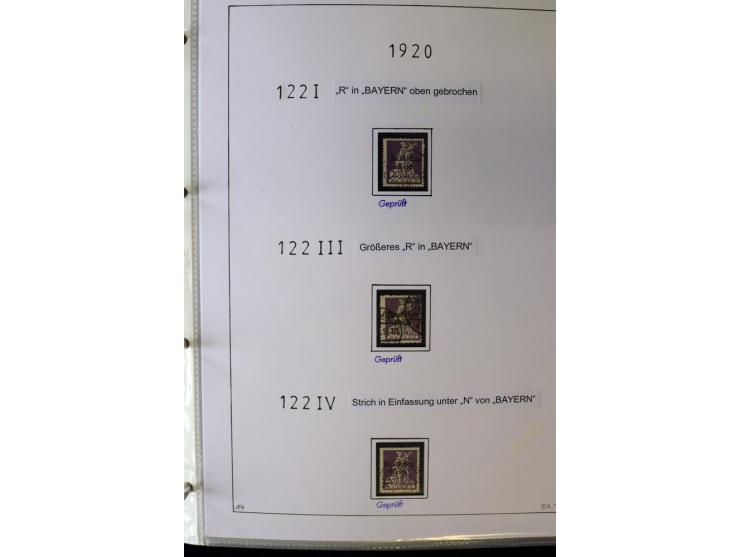 1916/23, Infla, gestempelte Sammlung mit u.a. Mi.-Nr. 104bF, 106c, 109I, 115d, 117PFI, 118a-c, 122XIV, 134-38II, 135IV, 138II