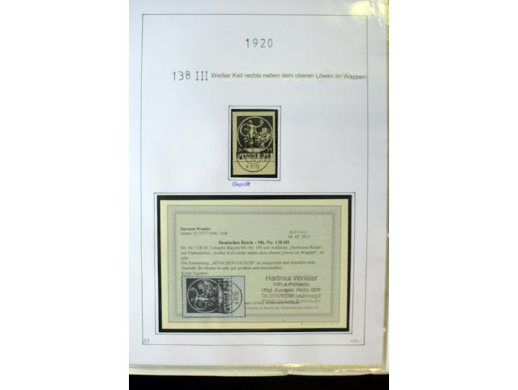 1916/23, Infla, gestempelte Sammlung mit u.a. Mi.-Nr. 104bF, 106c, 109I, 115d, 117PFI, 118a-c, 122XIV, 134-38II, 135IV, 138II