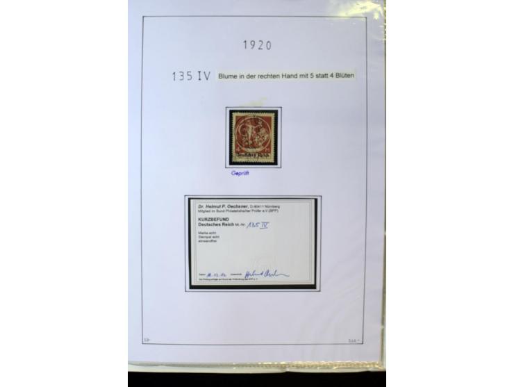 1916/23, Infla, gestempelte Sammlung mit u.a. Mi.-Nr. 104bF, 106c, 109I, 115d, 117PFI, 118a-c, 122XIV, 134-38II, 135IV, 138II