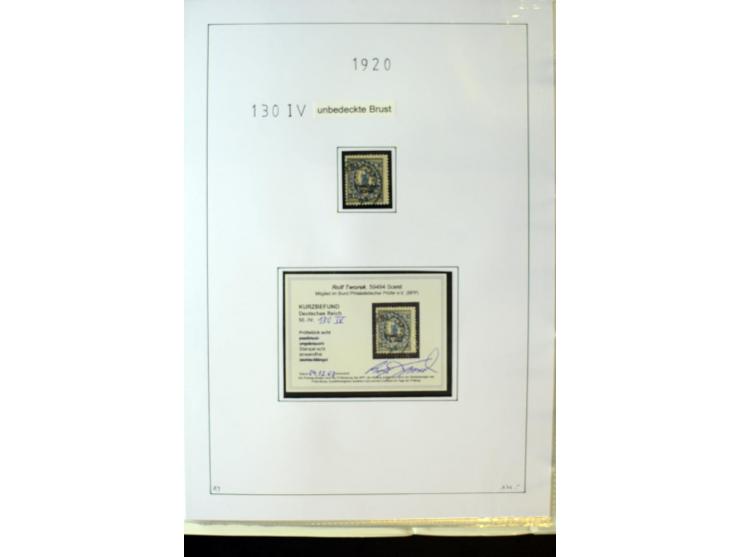 1916/23, Infla, gestempelte Sammlung mit u.a. Mi.-Nr. 104bF, 106c, 109I, 115d, 117PFI, 118a-c, 122XIV, 134-38II, 135IV, 138II