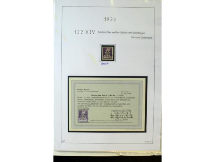 1916/23, Infla, gestempelte Sammlung mit u.a. Mi.-Nr. 104bF, 106c, 109I, 115d, 117PFI, 118a-c, 122XIV, 134-38II, 135IV, 138II