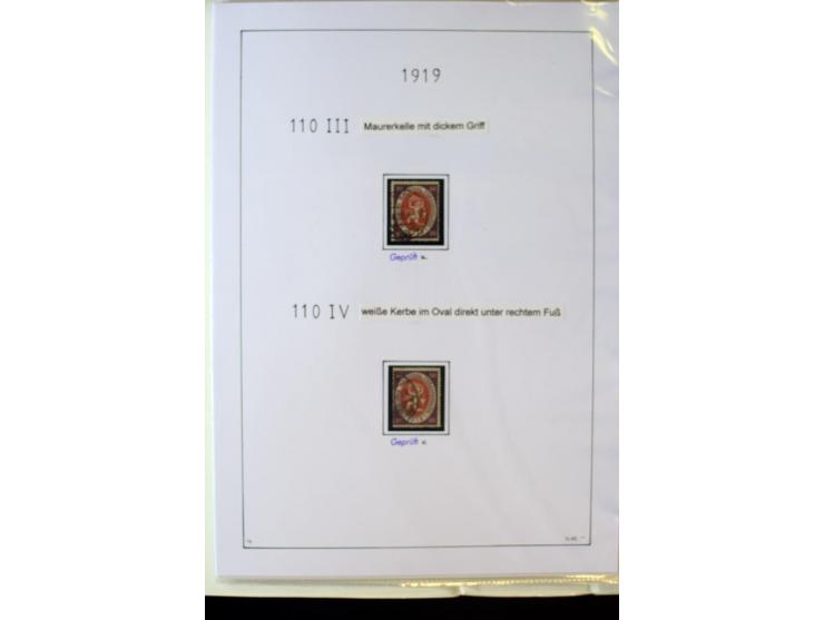 1916/23, Infla, gestempelte Sammlung mit u.a. Mi.-Nr. 104bF, 106c, 109I, 115d, 117PFI, 118a-c, 122XIV, 134-38II, 135IV, 138II