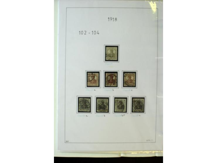 1916/23, Infla, gestempelte Sammlung mit u.a. Mi.-Nr. 104bF, 106c, 109I, 115d, 117PFI, 118a-c, 122XIV, 134-38II, 135IV, 138II