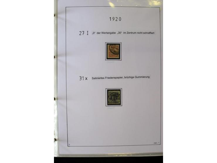 1916/23, Infla, gestempelte Sammlung mit u.a. Mi.-Nr. 104bF, 106c, 109I, 115d, 117PFI, 118a-c, 122XIV, 134-38II, 135IV, 138II