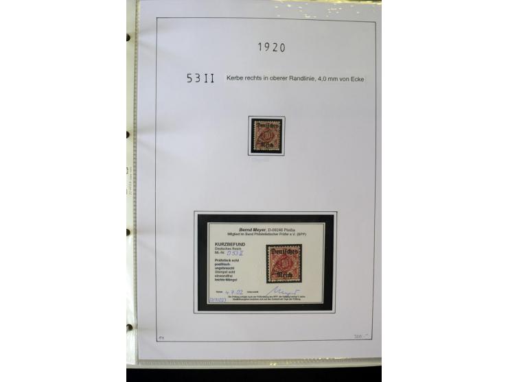 1916/23, Infla, gestempelte Sammlung mit u.a. Mi.-Nr. 104bF, 106c, 109I, 115d, 117PFI, 118a-c, 122XIV, 134-38II, 135IV, 138II