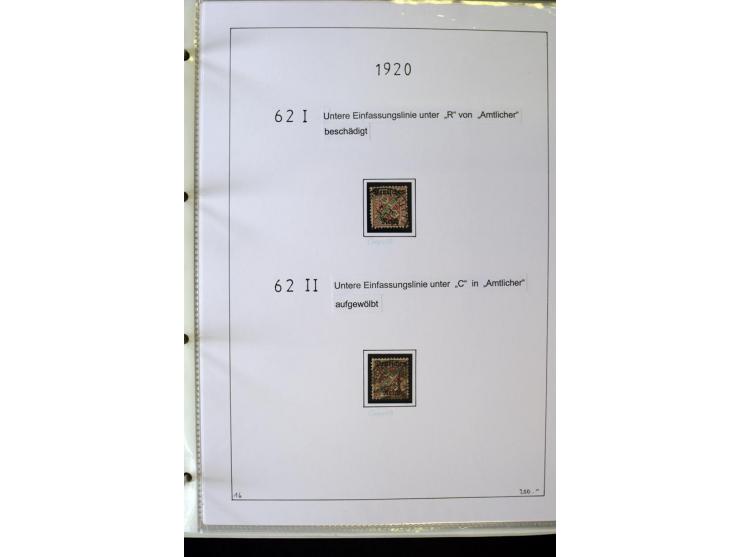 1916/23, Infla, gestempelte Sammlung mit u.a. Mi.-Nr. 104bF, 106c, 109I, 115d, 117PFI, 118a-c, 122XIV, 134-38II, 135IV, 138II