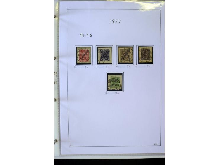1916/23, Infla, gestempelte Sammlung mit u.a. Mi.-Nr. 104bF, 106c, 109I, 115d, 117PFI, 118a-c, 122XIV, 134-38II, 135IV, 138II