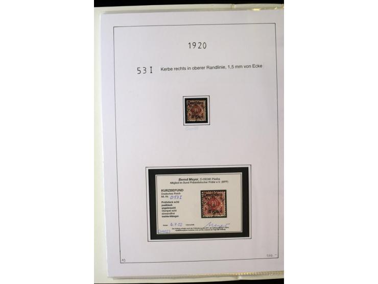 1916/23, Infla, gestempelte Sammlung mit u.a. Mi.-Nr. 104bF, 106c, 109I, 115d, 117PFI, 118a-c, 122XIV, 134-38II, 135IV, 138II