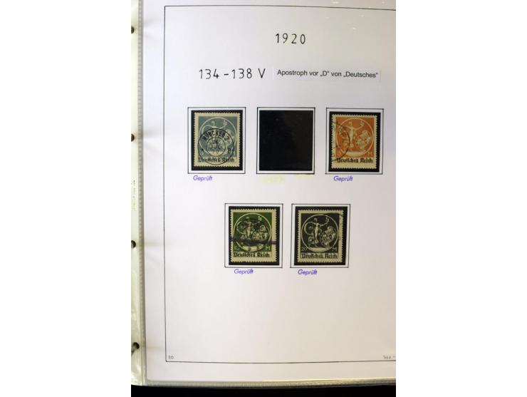 1916/23, Infla, gestempelte Sammlung mit u.a. Mi.-Nr. 104bF, 106c, 109I, 115d, 117PFI, 118a-c, 122XIV, 134-38II, 135IV, 138II