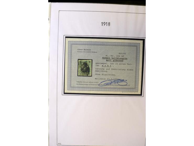 1916/23, Infla, gestempelte Sammlung mit u.a. Mi.-Nr. 104bF, 106c, 109I, 115d, 117PFI, 118a-c, 122XIV, 134-38II, 135IV, 138II