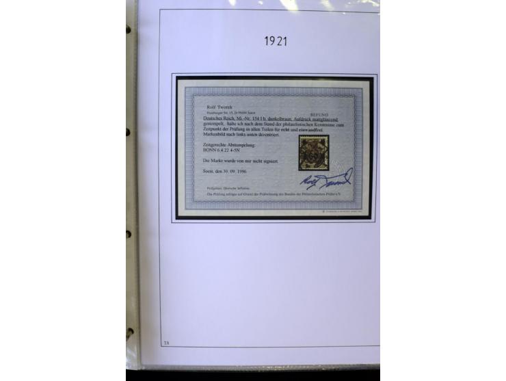 1916/23, Infla, gestempelte Sammlung mit u.a. Mi.-Nr. 104bF, 106c, 109I, 115d, 117PFI, 118a-c, 122XIV, 134-38II, 135IV, 138II
