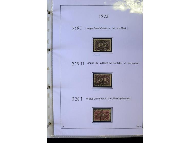 1916/23, Infla, gestempelte Sammlung mit u.a. Mi.-Nr. 104bF, 106c, 109I, 115d, 117PFI, 118a-c, 122XIV, 134-38II, 135IV, 138II