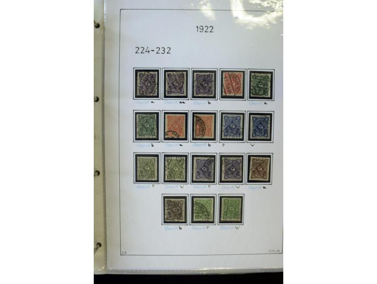 1916/23, Infla, gestempelte Sammlung mit u.a. Mi.-Nr. 104bF, 106c, 109I, 115d, 117PFI, 118a-c, 122XIV, 134-38II, 135IV, 138II