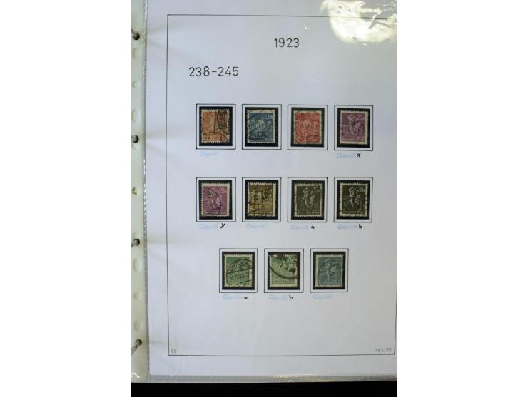 1916/23, Infla, gestempelte Sammlung mit u.a. Mi.-Nr. 104bF, 106c, 109I, 115d, 117PFI, 118a-c, 122XIV, 134-38II, 135IV, 138II