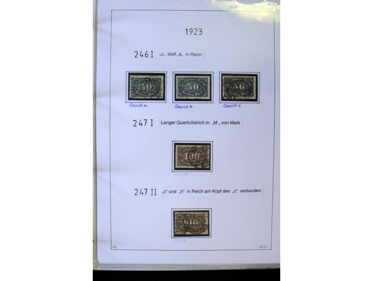 1916/23, Infla, gestempelte Sammlung mit u.a. Mi.-Nr. 104bF, 106c, 109I, 115d, 117PFI, 118a-c, 122XIV, 134-38II, 135IV, 138II