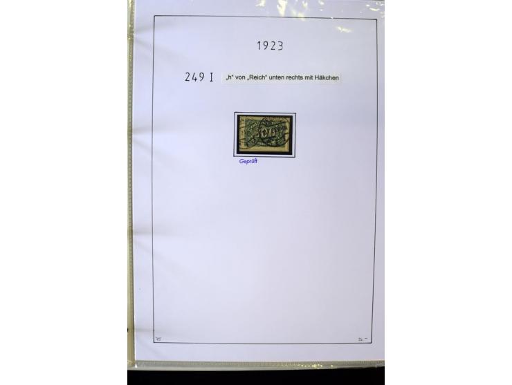 1916/23, Infla, gestempelte Sammlung mit u.a. Mi.-Nr. 104bF, 106c, 109I, 115d, 117PFI, 118a-c, 122XIV, 134-38II, 135IV, 138II