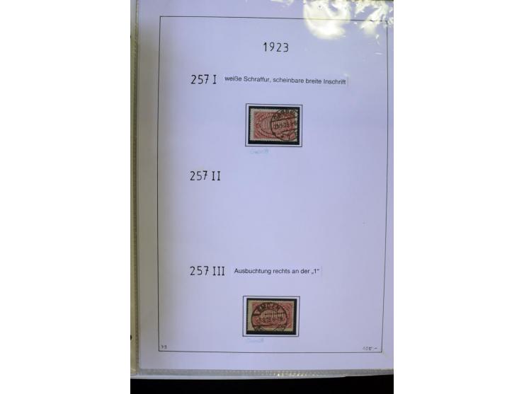 1916/23, Infla, gestempelte Sammlung mit u.a. Mi.-Nr. 104bF, 106c, 109I, 115d, 117PFI, 118a-c, 122XIV, 134-38II, 135IV, 138II