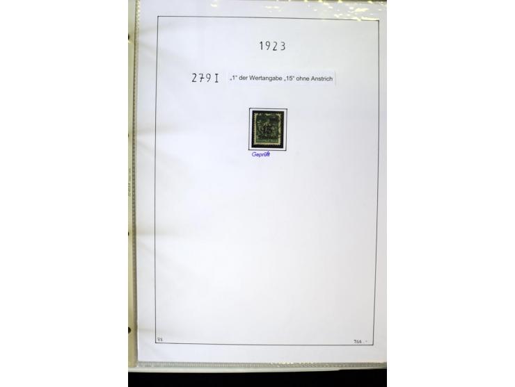 1916/23, Infla, gestempelte Sammlung mit u.a. Mi.-Nr. 104bF, 106c, 109I, 115d, 117PFI, 118a-c, 122XIV, 134-38II, 135IV, 138II