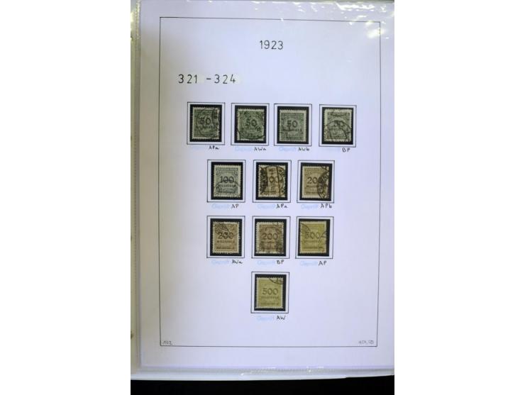 1916/23, Infla, gestempelte Sammlung mit u.a. Mi.-Nr. 104bF, 106c, 109I, 115d, 117PFI, 118a-c, 122XIV, 134-38II, 135IV, 138II