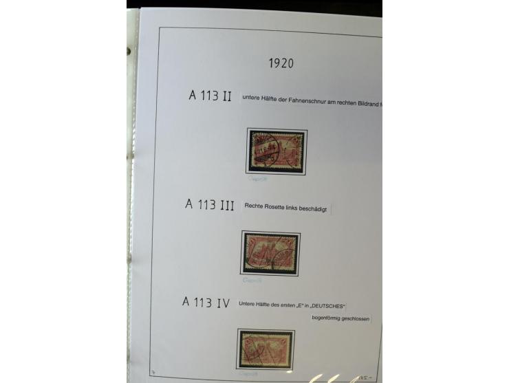 1916/23, Infla, gestempelte Sammlung mit u.a. Mi.-Nr. 104bF, 106c, 109I, 115d, 117PFI, 118a-c, 122XIV, 134-38II, 135IV, 138II