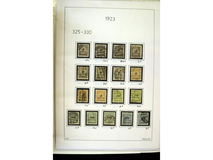 1916/23, Infla, gestempelte Sammlung mit u.a. Mi.-Nr. 104bF, 106c, 109I, 115d, 117PFI, 118a-c, 122XIV, 134-38II, 135IV, 138II