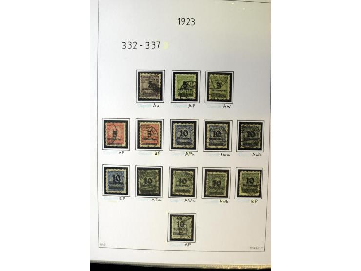 1916/23, Infla, gestempelte Sammlung mit u.a. Mi.-Nr. 104bF, 106c, 109I, 115d, 117PFI, 118a-c, 122XIV, 134-38II, 135IV, 138II