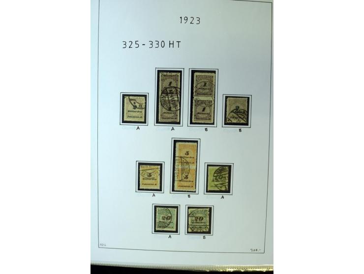 1916/23, Infla, gestempelte Sammlung mit u.a. Mi.-Nr. 104bF, 106c, 109I, 115d, 117PFI, 118a-c, 122XIV, 134-38II, 135IV, 138II